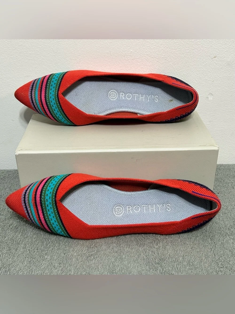 Rothy’s Merino Wool Collection Point Toe Blaze Ribbon Stripe Flats Womens Size 9